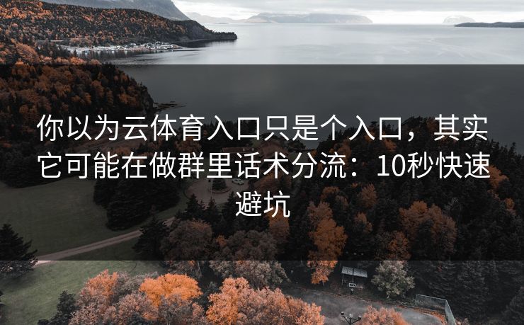 你以为云体育入口只是个入口，其实它可能在做群里话术分流：10秒快速避坑